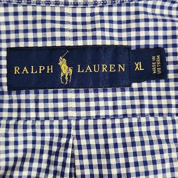Men's Ralph Lauren Checkered Button Down Shirt, Blue/White, Size XL, Pre-Owned - Picture 8 of 10